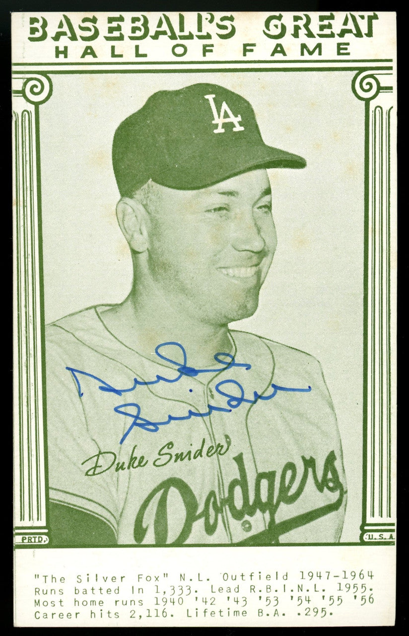 1977 Baseball's Great HOF Exhibit Duke Snider Signed Autographed Card JSA