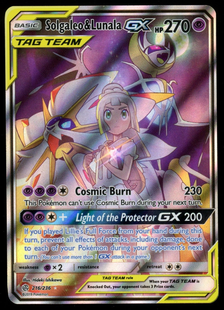 Pokemon Solgaleo & Lunala GX Tag Team Full Art #216/236