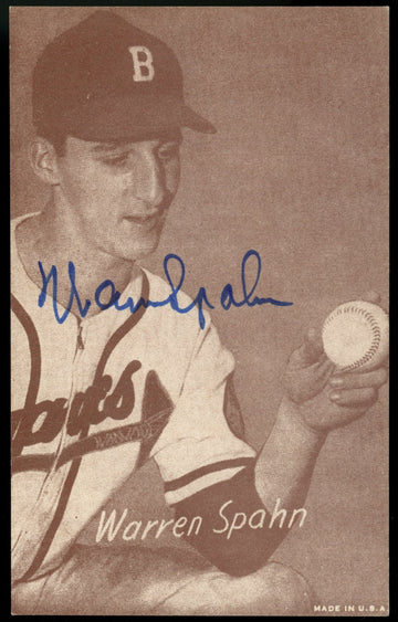 Warren Spahn Signed Autographed Exhibit Card JSA