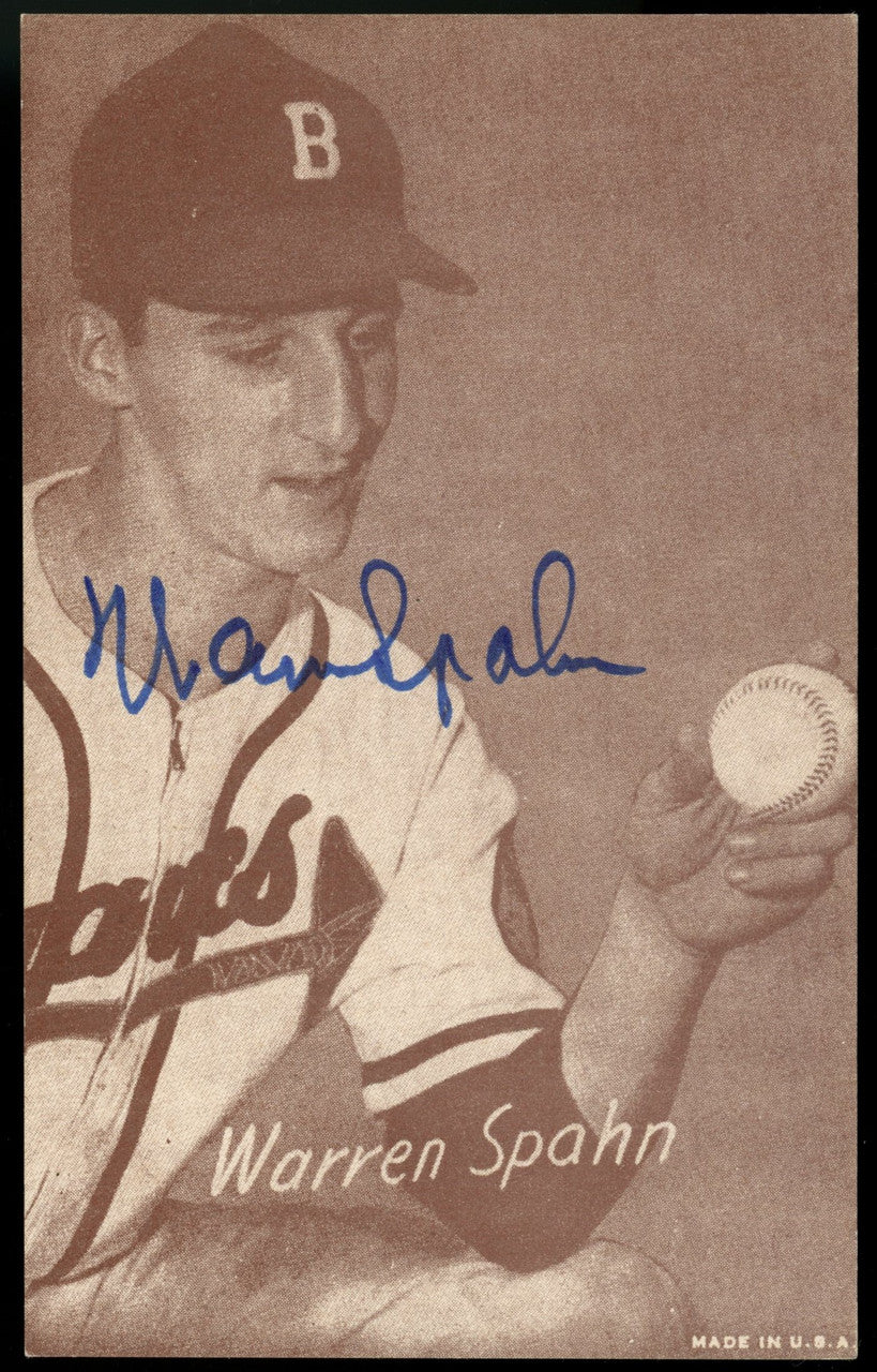 Warren Spahn Signed Autographed Exhibit Card JSA