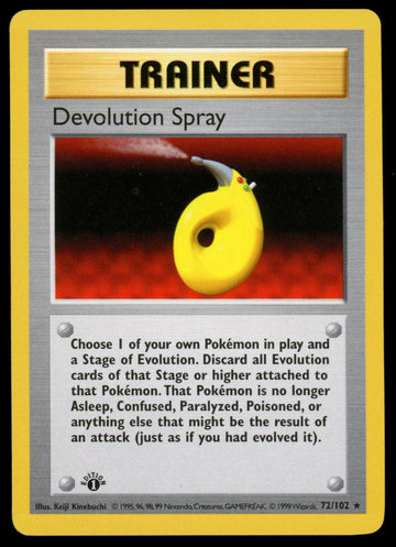 Pokemon Devolution Spray Base Set 1st Edition Shadowless #72/102
