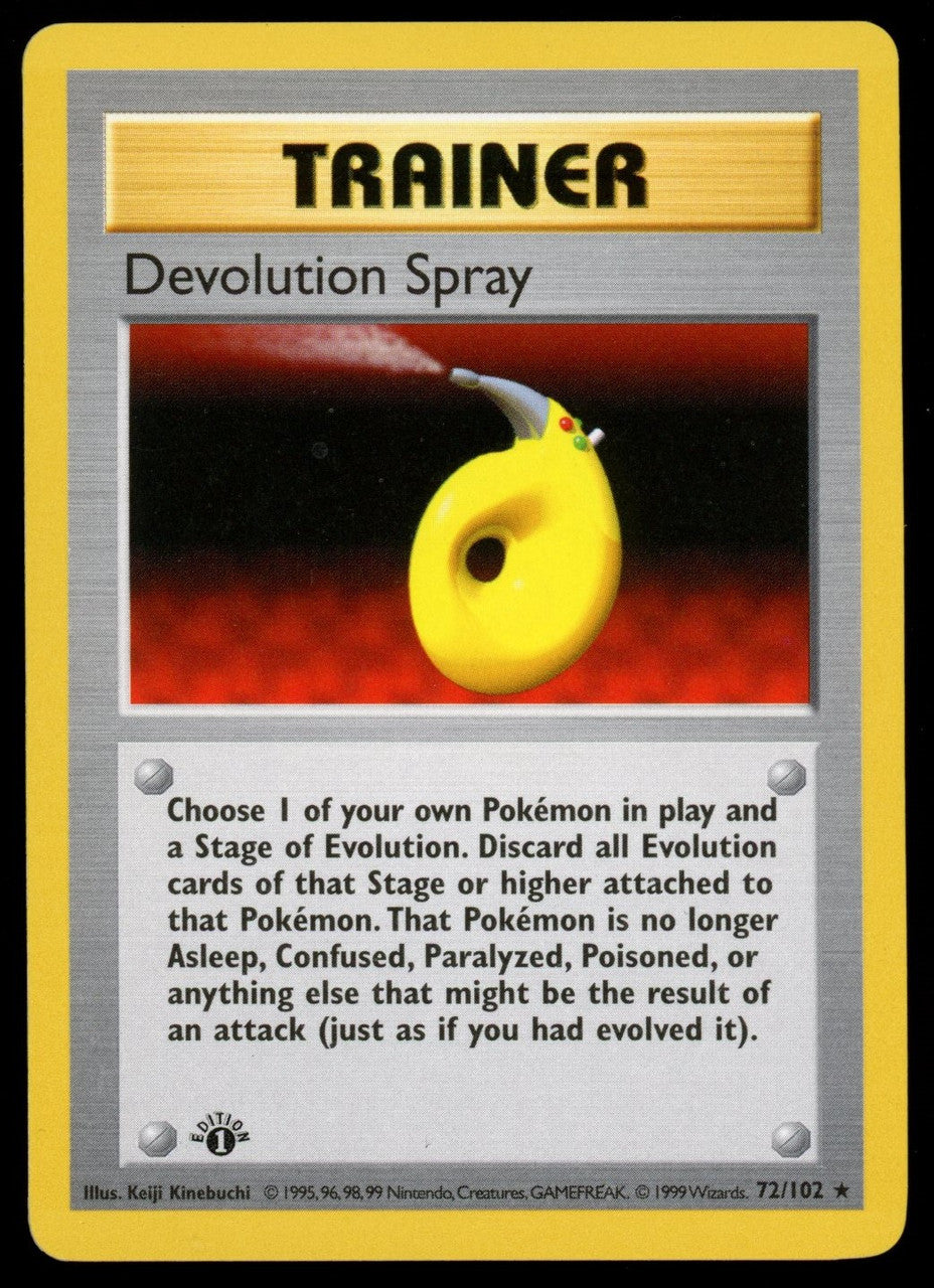 Pokemon Devolution Spray Base Set 1st Edition Shadowless #72/102