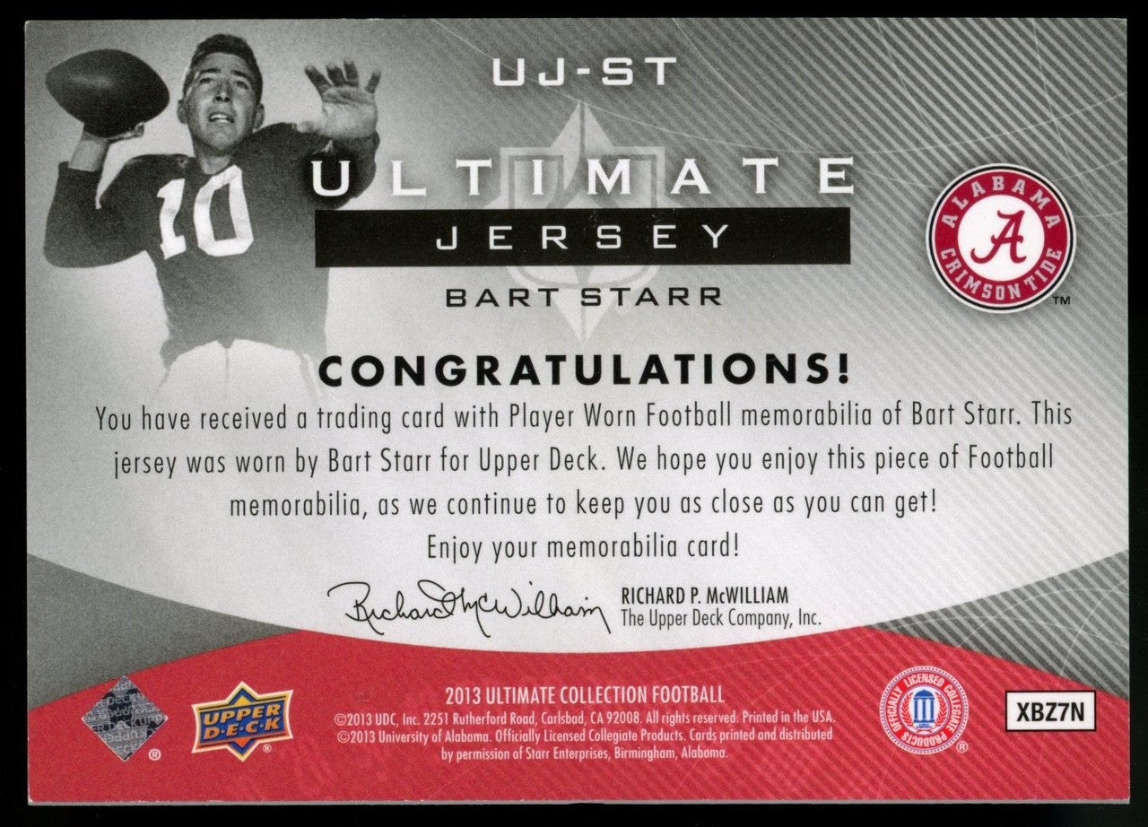 2013 Ultimate Collection Bart Starr Ultimate Player Worn Jersey /50 #UJ-ST
