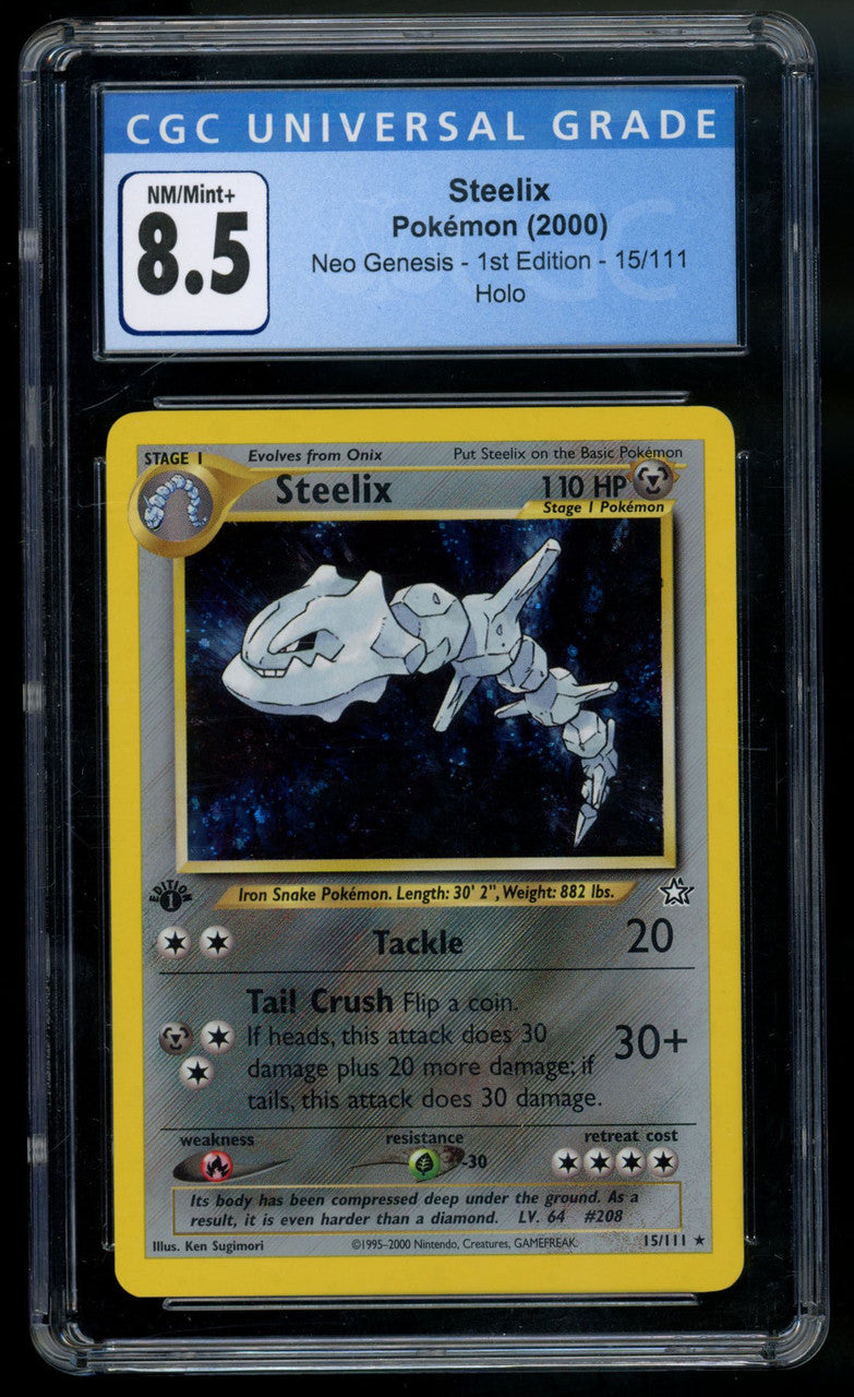 2000 Pokemon Steelix Neo Genesis 1st Edition Holofoil 15/111 CGC 8.5