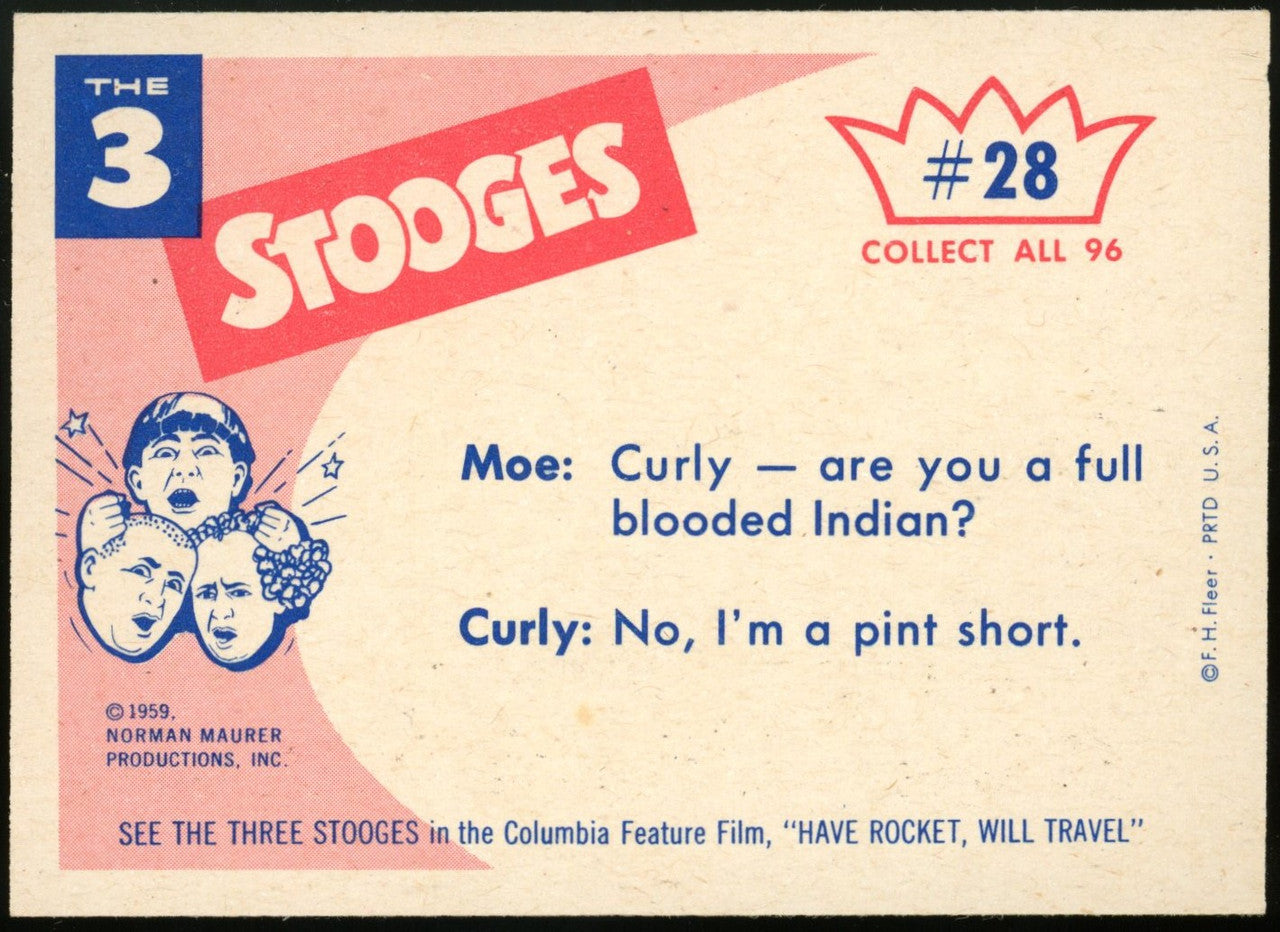 1959 Fleer Three 3 Stooges #28 NM