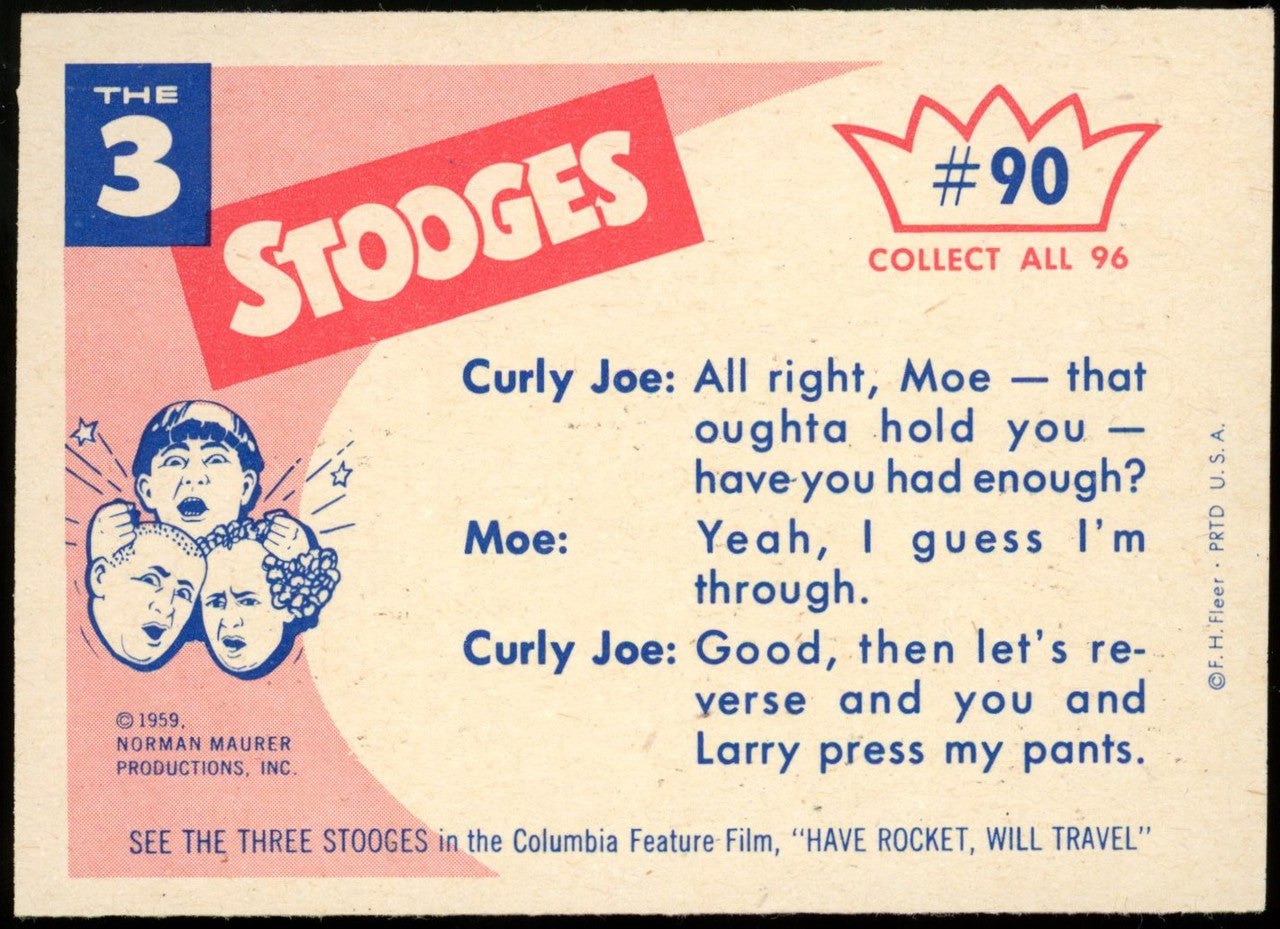 1959 Fleer Three 3 Stooges #90 NM