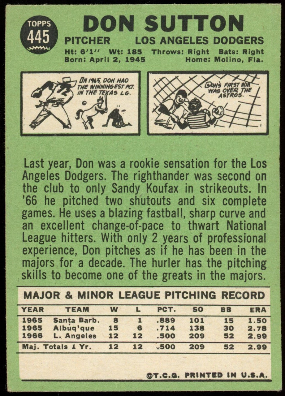 1967 Topps Don Sutton #445 EX "B"