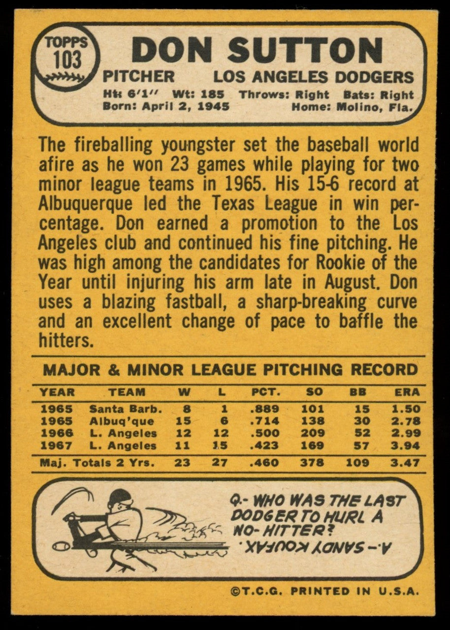 1968 Topps Don Sutton NM #103