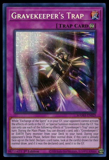 Yugioh GraveKeeper's Trap 1st Edition Pharaoh's Rare #MAMA-EN029