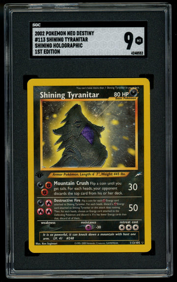 2002 Pokemon Neo Destiny #113 Shining Tyranitar Holo 1st Ed. SGC 9