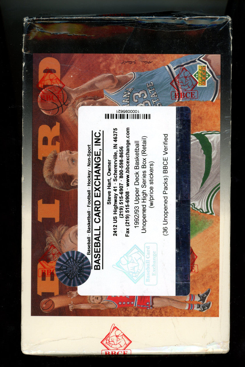 1992/93 Upper Deck High Series Basketball Hobby Box BBCE Wrapped