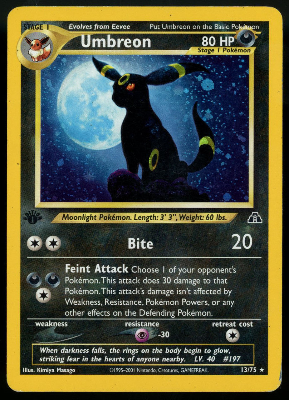 2001 Pokemon Umbreon Neo Discovery 1st Edition Holofoil 13/75 HP