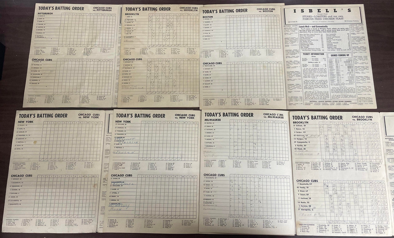 1948-1959 Chicago Cubs Program Lot of 13 Mays Clemente Aaron Jackie Robinson