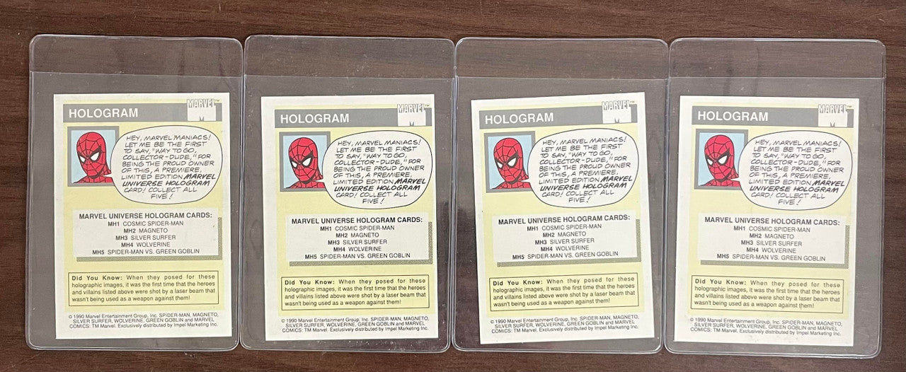 1990 Impel Marvel Universe Series 1 Complete Set (162) w/ 4 Holograms NM/MT