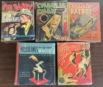 Vintage Big Little Book lot of 5 Young Detective Charlie Chan Red Barry Houdini