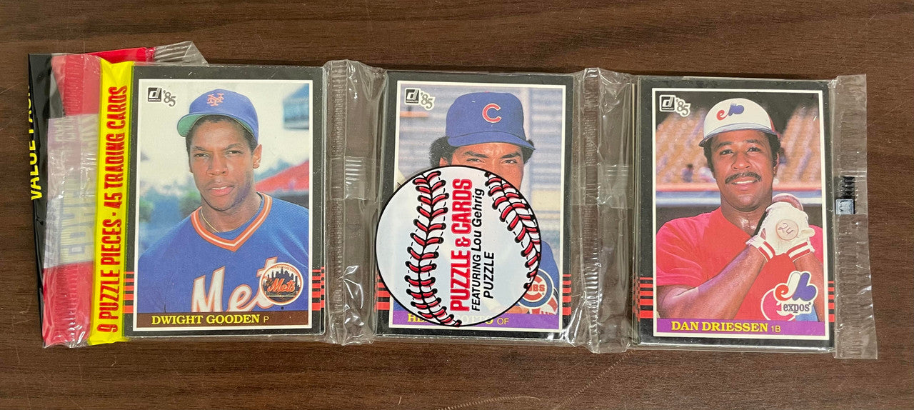 1985 Donruss Baseball Rack Pack Sealed w/ Dwight Gooden RC on Top