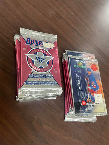 1996-97 Donruss Hockey Lot of 10 Sealed Packs + 2 1999-00 MVP Packs