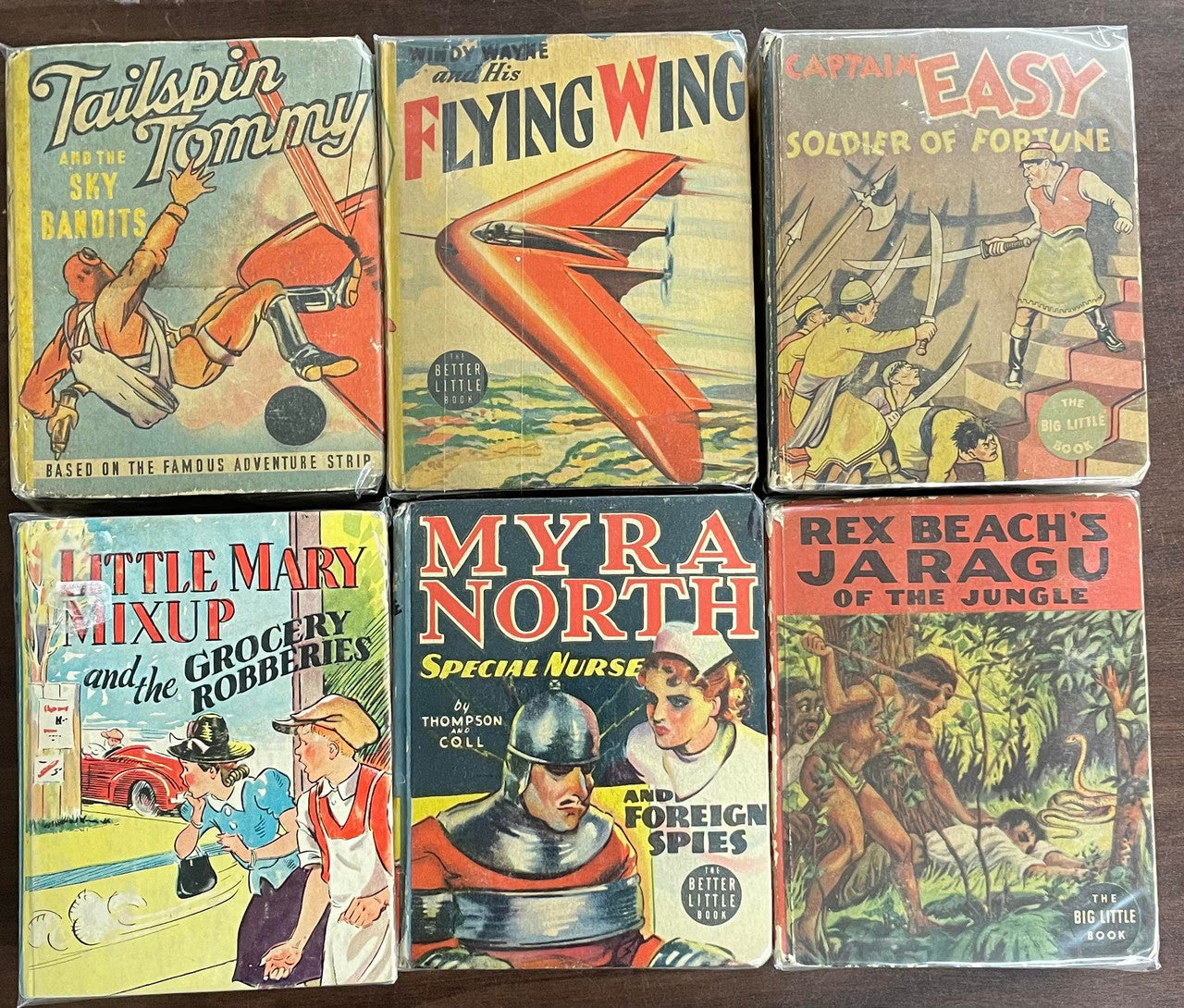 Vintage Big Little Book lot of 6 Flying Wing Captain Easy Myra North Little Mary