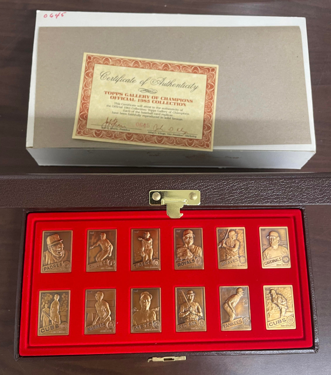 1985 Topps Gallery of Champions Bronze Set (12) w/ COA in Box