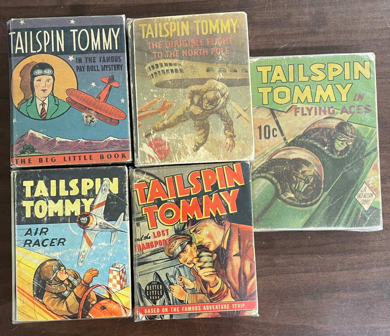 Vintage Big Little Book lot of 5 Tailspin Tommy Lost Transport Air Racer