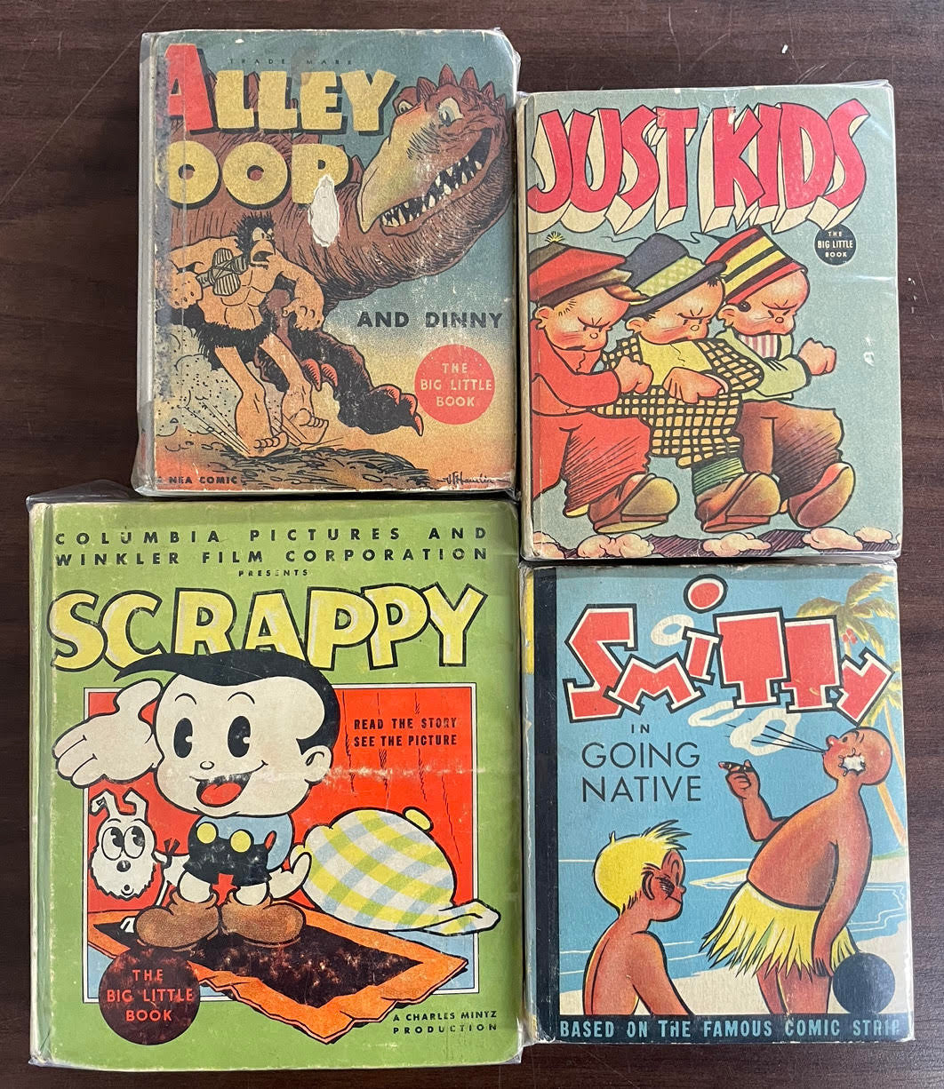 Vintage Big Little Book lot of 4 Scrappy Smitty Alley Oop and Dinny Just Kids