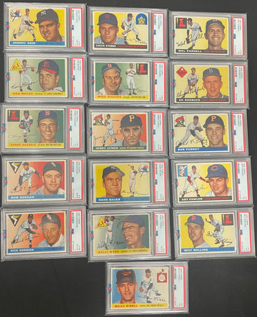 1955 Topps Baseball Near Complete Set 187/206 VG/EX-EX w/ 16 PSA Graded