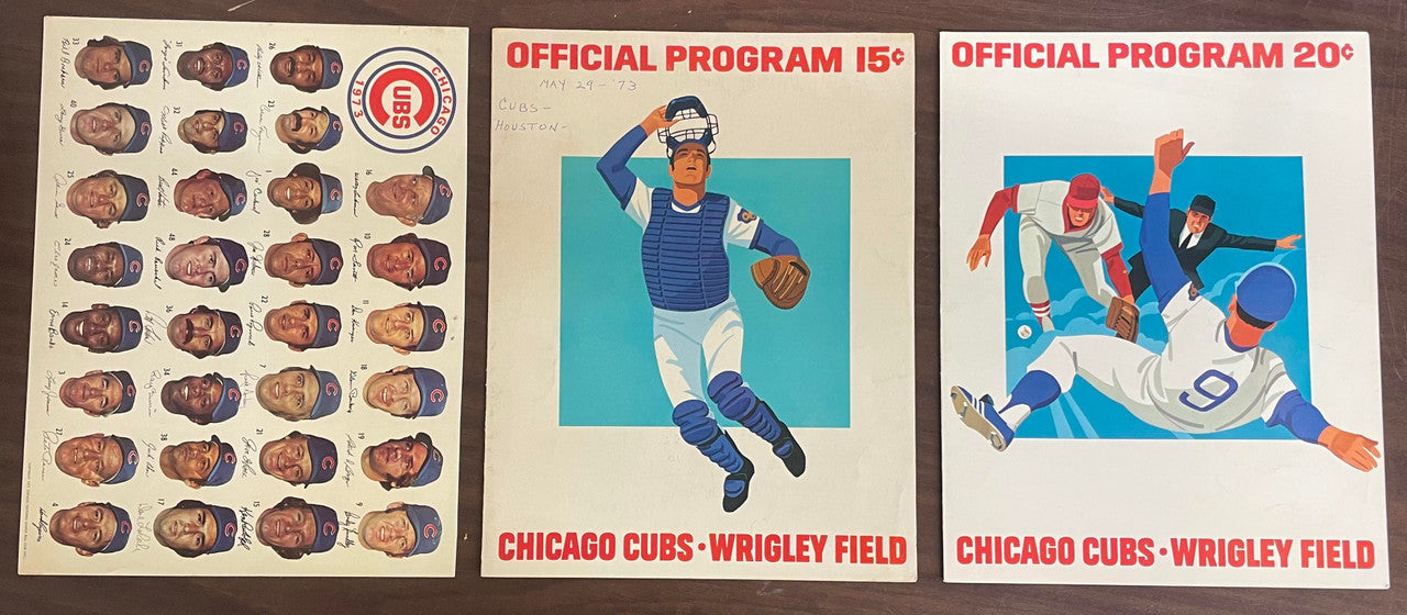 1970-1979 Chicago Cubs Program Lot of 12 w/ Team Poster & Old Timers Day