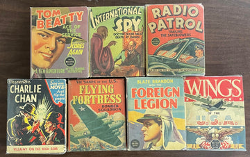 Vintage Big/Better Little Book lot of 7 Charlie Chan Radio Patrol Blaze Brandon