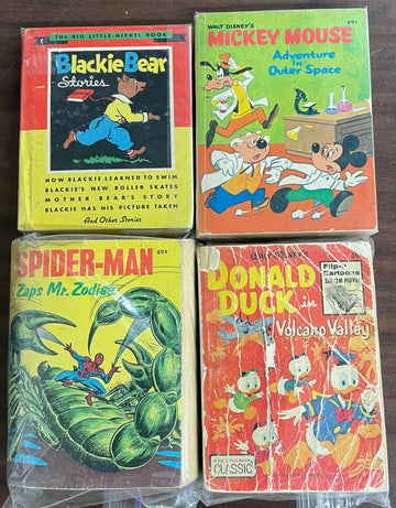 Vintage Big Little Book lot of 4 Mickey Mouse Donald Duck Spiderman Blackie Bear