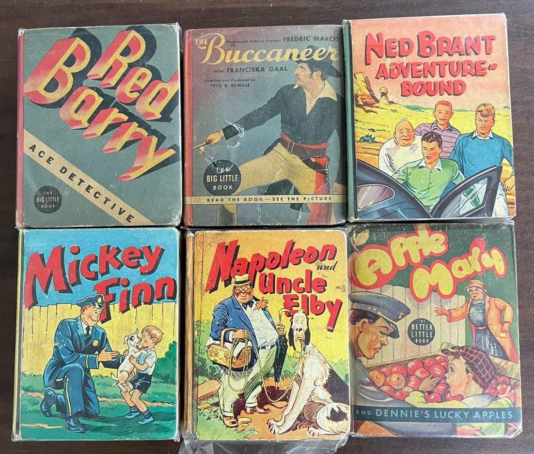 Vintage Big Little Book lot of 6 Mickey Finn The Buccaneer Red Barry Ned Brant