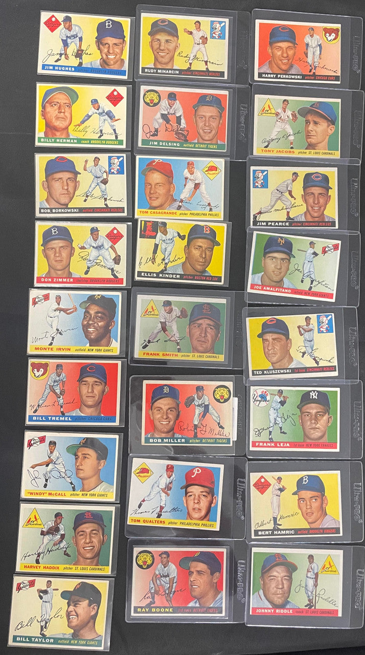 1955 Topps Baseball Near Complete Set 187/206 VG/EX-EX w/ 16 PSA Graded