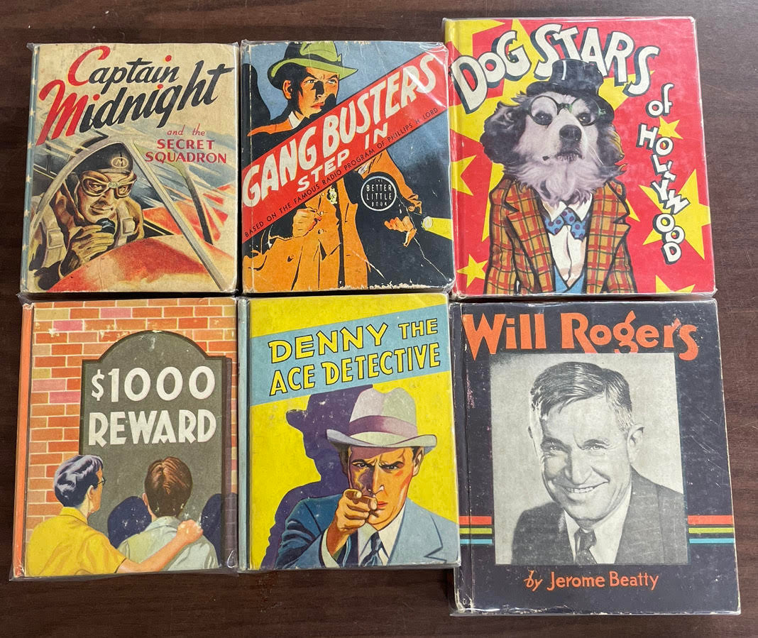 Vintage Big/Better Little Book lot of 6 Denny Ace Detective Captain Midnight