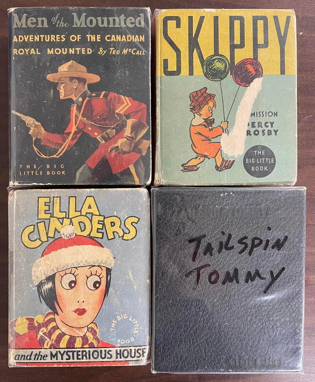Vintage Big Little Book lot of 4 Men of the Mounted Ella Cinders Tailspin Tommy