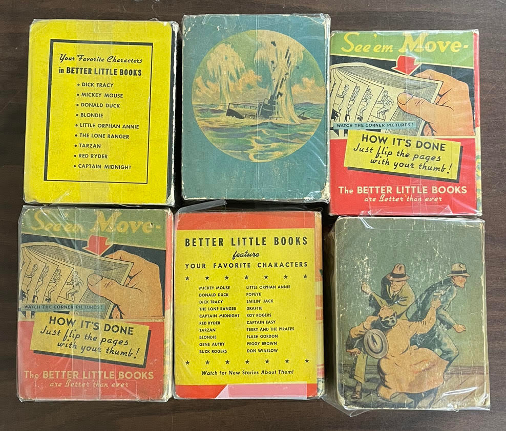 Vintage Big Little Book lot of 6 Dive Bomber Don Winslow Radio Patrol Draftie