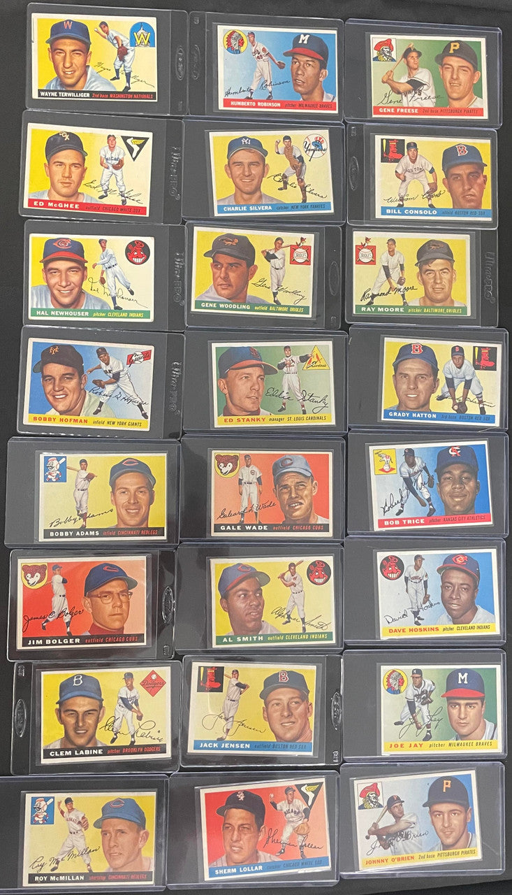 1955 Topps Baseball Near Complete Set 187/206 VG/EX-EX w/ 16 PSA Graded