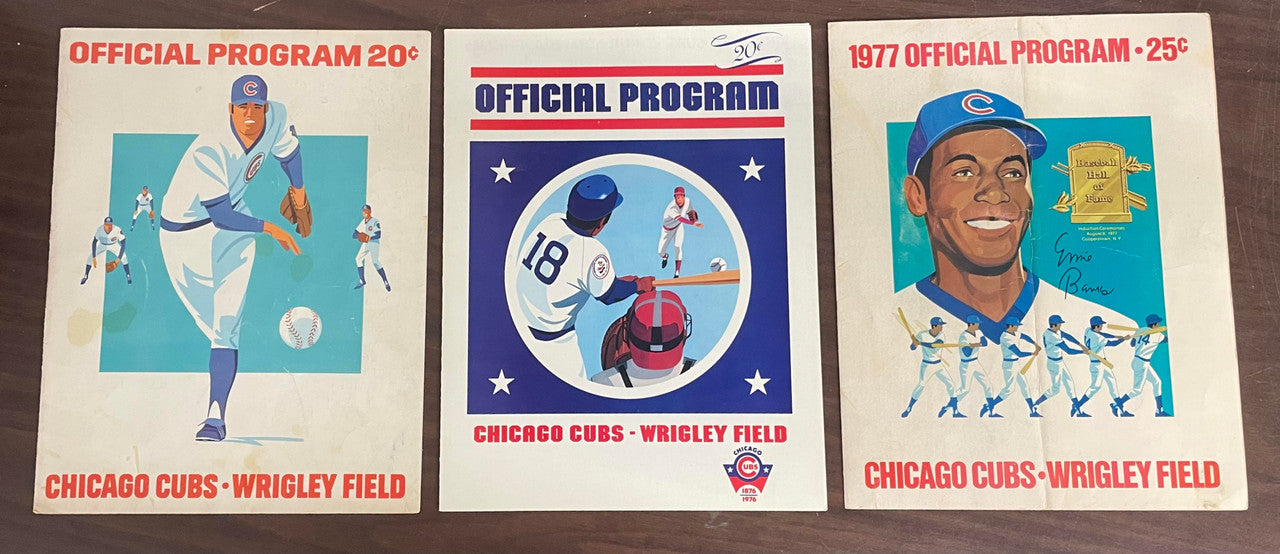 1970-1979 Chicago Cubs Program Lot of 12 w/ Team Poster & Old Timers Day