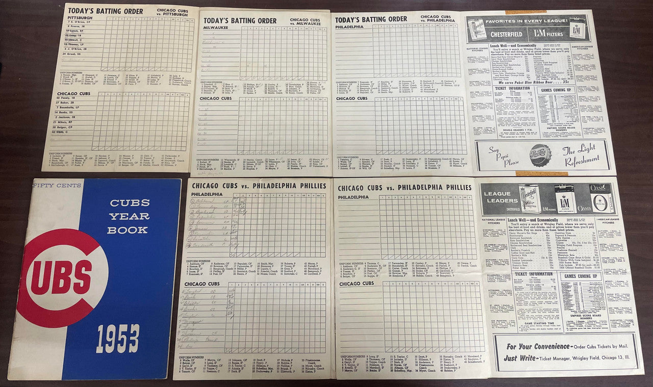 1948-1959 Chicago Cubs Program Lot of 13 Mays Clemente Aaron Jackie Robinson