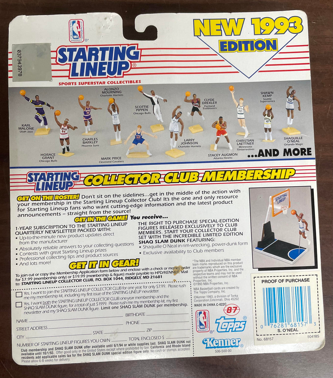1993 Kenner Starting Lineup Shaquille O'Neal 2 Topps RC Cards NIB