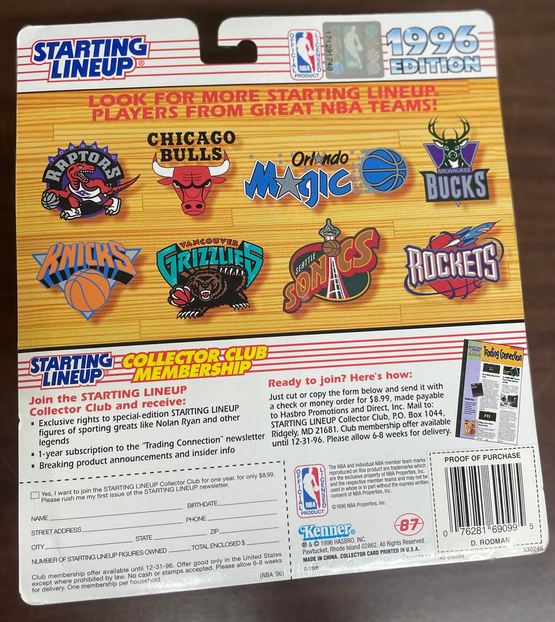 1996 Kenner Starting Lineup Dennis Rodman Green Hair NIB