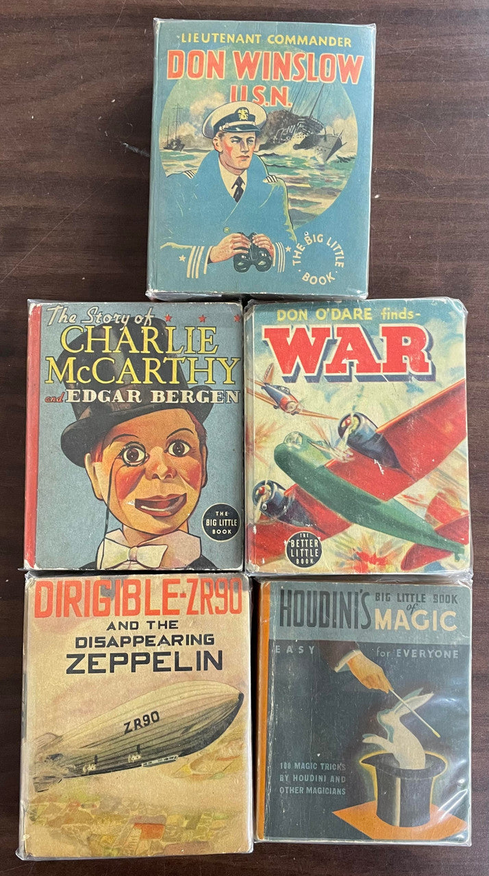 Vintage Big Little Book lot of 5 Dirigible ZR90 Don Winslow Don O'Dare Houdini