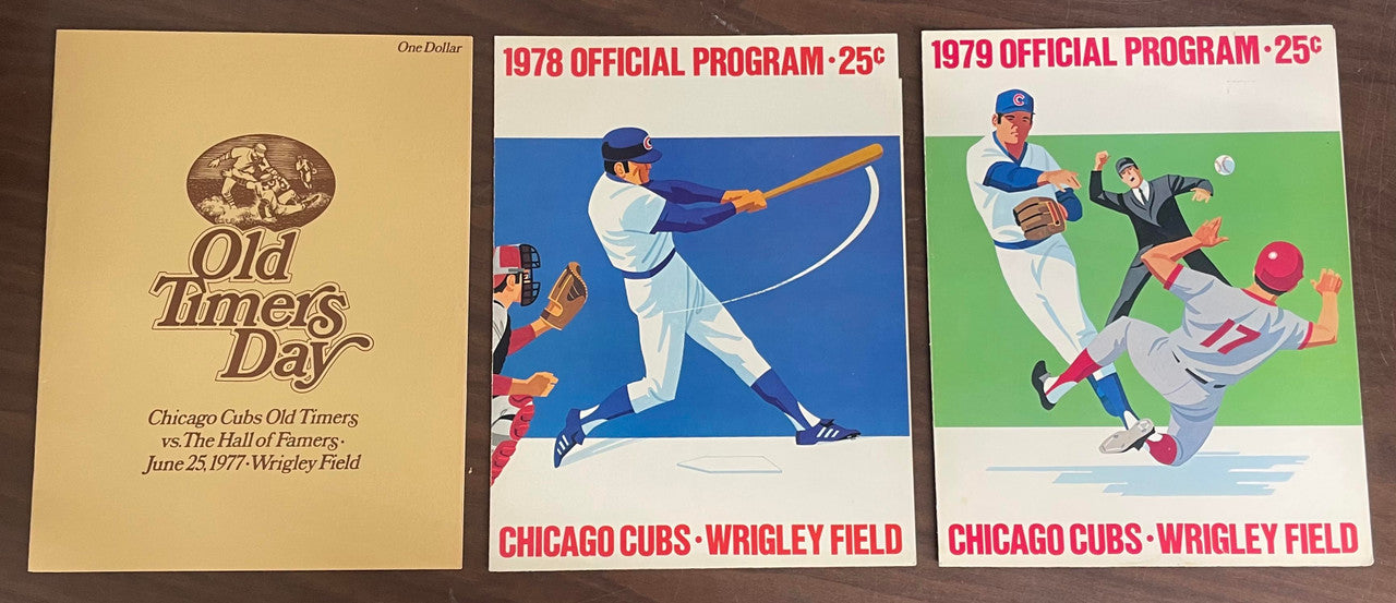 1970-1979 Chicago Cubs Program Lot of 12 w/ Team Poster & Old Timers Day