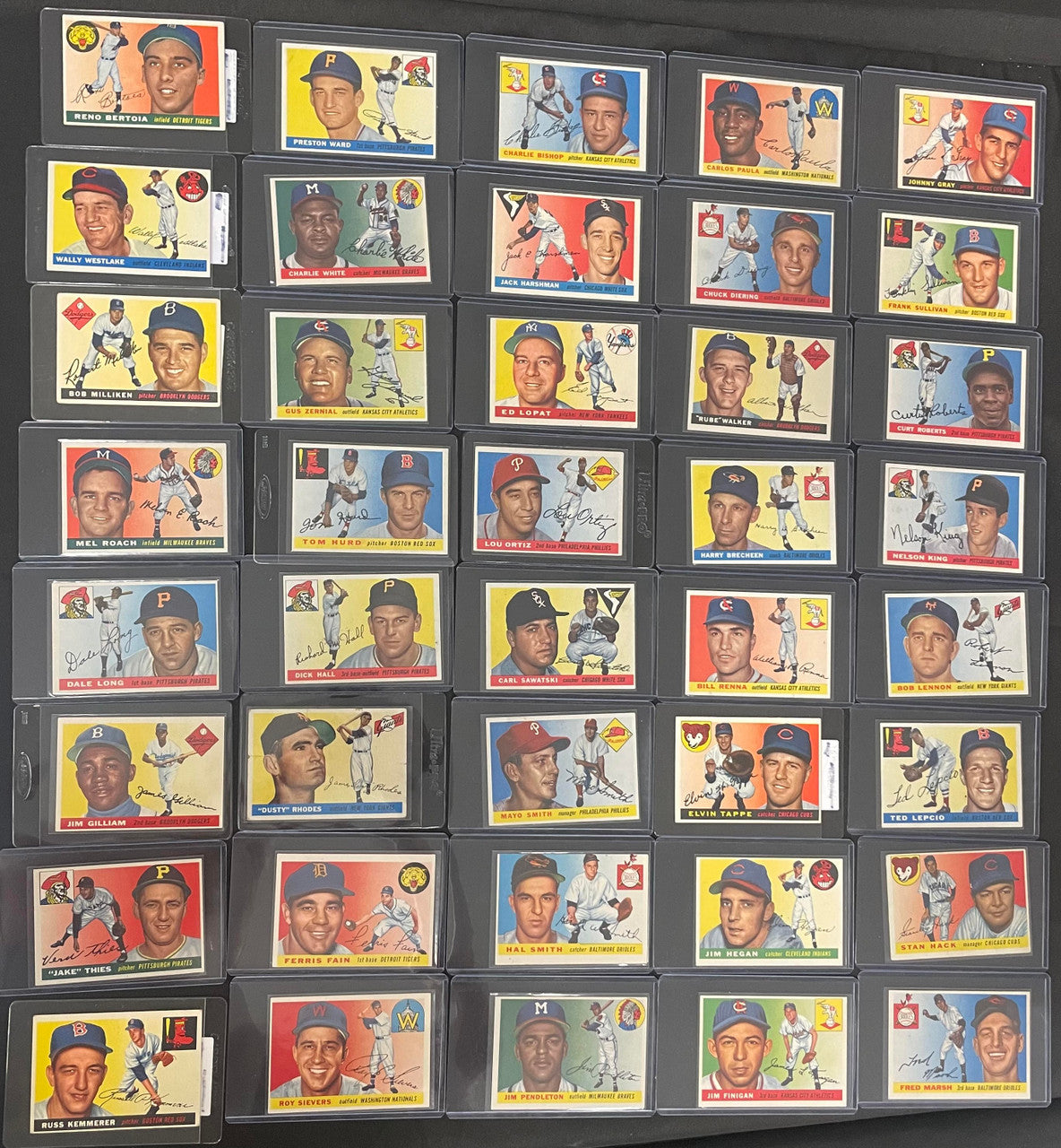 1955 Topps Baseball Near Complete Set 187/206 VG/EX-EX w/ 16 PSA Graded