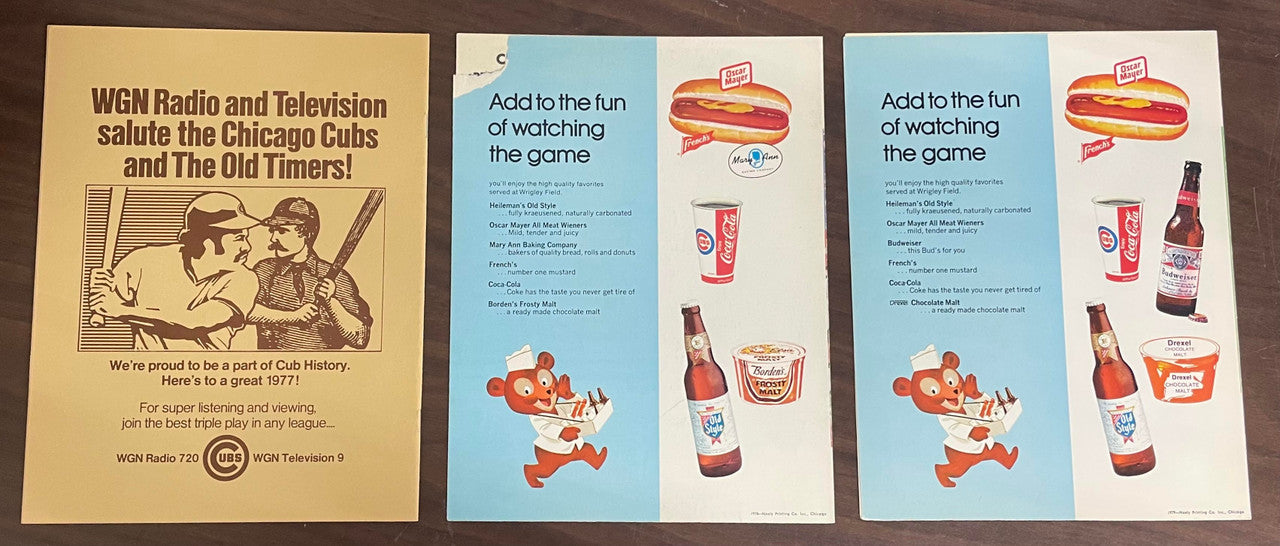 1970-1979 Chicago Cubs Program Lot of 12 w/ Team Poster & Old Timers Day