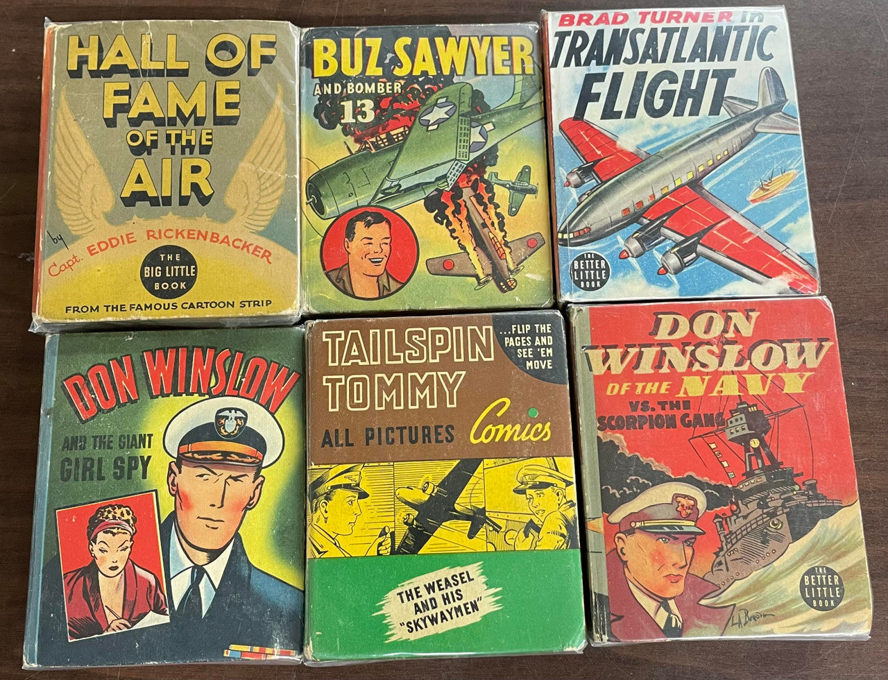 Vintage Big/Better Little Book lot of 6 Tailspin Tommy Don Winslow Buz Sawyer