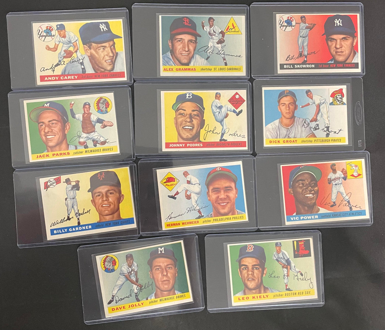 1955 Topps Baseball Near Complete Set 187/206 VG/EX-EX w/ 16 PSA Graded
