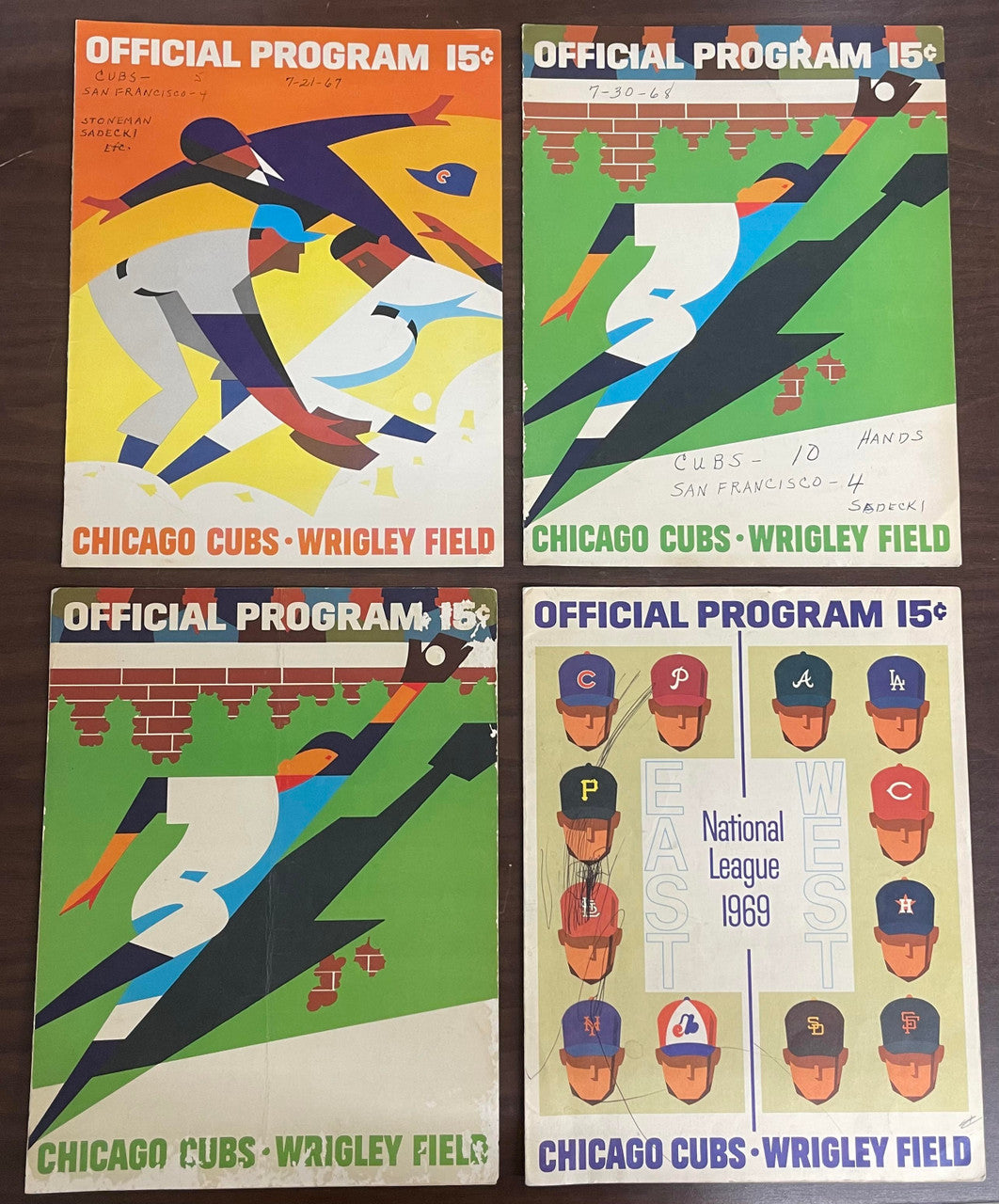 1960-1969 Chicago Cubs Program Lot of 13 Clemente Mays Bench Rose Aaron