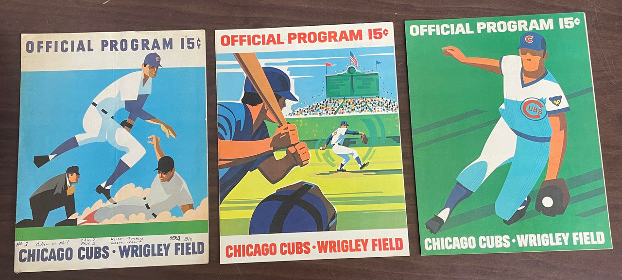 1970-1979 Chicago Cubs Program Lot of 12 w/ Team Poster & Old Timers Day