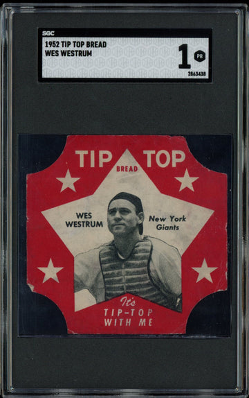 1952 Tip Top Bread Label Wes Westrum SGC 1