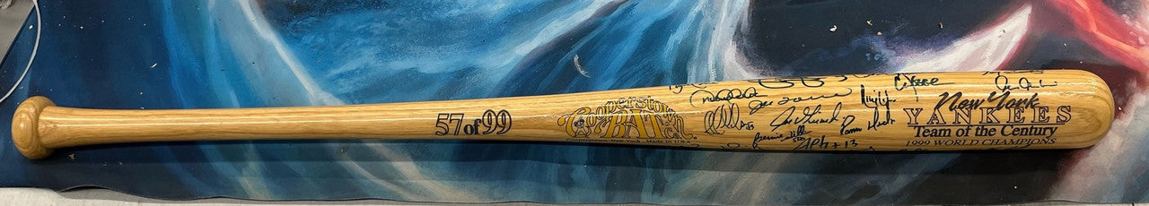 1999 New York Yankees Team of the Century Autographed Signed Bat /99 JSA