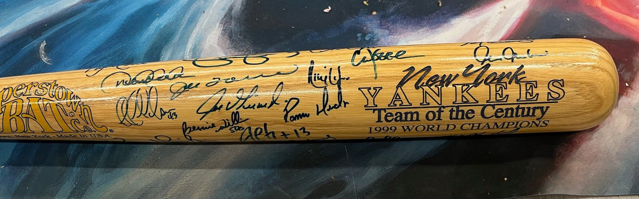 1999 New York Yankees Team of the Century Autographed Signed Bat /99 JSA